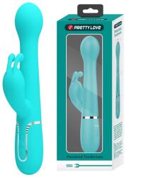 Pretty Love Vibrator Iepuras Dejon, 7 Moduri Vibratii, 4 Moduri Impingere si Rotatii, Silicon, USB Magnetic, Verde, 22.6 cm Vibrator