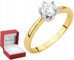 ZŁOCISTO Gazdag Arany Gyűrű Laboratóriumi Gyémánt 585 Gravírozás Belül (na zaręczyny z brylantem z diamentem)