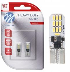 m-tech W5W T10 Led 24V-os Canbus Fehér Izzó 2db
