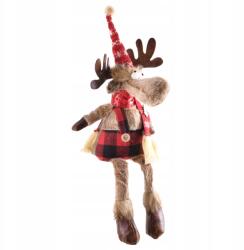 Direct home and garden Karácsonyi dekoráció Téli rénszarvas piros ülő sállal 65 cm