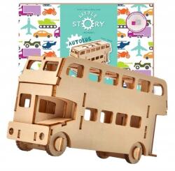 Little Story 3D puzzle Fából készült összecsukható modell kirakó Busz gyermek ajándék (D002)