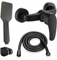  Zuhany Csaptelep Fali Szett Tömlő Fülhallgató Matt Fekete (400160)