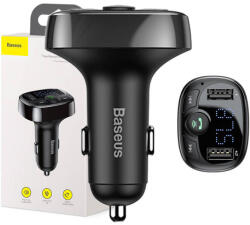 Baseus Transmitator FM Baseus T tip Bluetooth 2xUSB microSD (negru) (mod/bas/s0/2x)