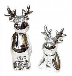 Dommio Rénszarvas rénszarvassal, kerámia, ezüst, 16 és 11 cm, 2 darabos készlet (DA-8631-8633)