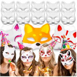 10 Db Macska Arcmaszk Festéshez Therian Cosplay Diy Papír Farsang (006872)