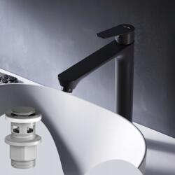  Am. pm FTA92222 magasított mosdó csaptelep leeresztő szeleppel, fekete (FTA92222)