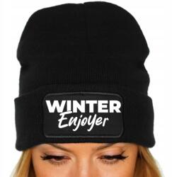  Női Téli Sapka Fekete Őszi Vicces Divatos Nyomtatás Winter Enjoner (Czapka Zimowa Czarna)