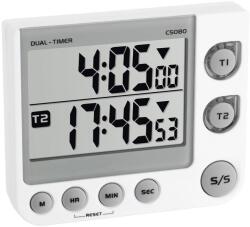 TFA Timer si cronometru digital dual, 100 ore, LED de avertizare, memorie, volum reglabil, alb, TFA 38.2025 (AB-38.2025)