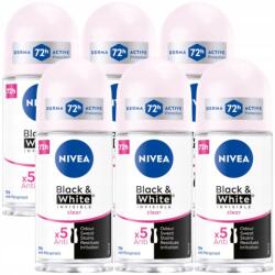 Nivea Invisible Clear Black&White női izzadásgátló golyós dezodor 72 óra 6x50ml (82240 Invisible Clear damski)