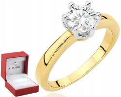 ZŁOCISTO Arany Gyűrű Gyémánttal 585 Gravírozás A Gyűrű Belsejében Ajándék (biżuteria na urodziny imieniny rocznicę)