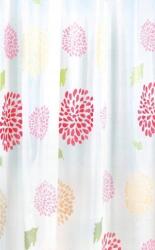 SAPHO Zuhanyfüggöny, 180×200cm, virágmintás, piros (sap-ZV015)
