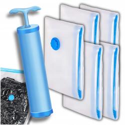  5 darabos vákuumzsák szett 60x80 cm-es, tárolózsák szekrénybe, vákuumzsák pumpával (Zestaw 5 szt worki próżniowe 60x80 na ubrania)