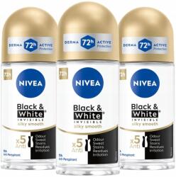 Nivea Black&White Invisible Silky Smooth izzadásgátló roll-on 3x50ml (5905930225941)