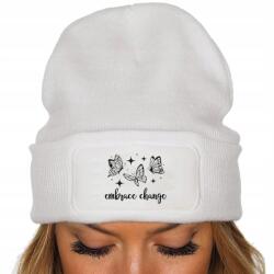  Téli Fehér Sapka Ajándék Születésnap Motivációs Embrace Change Minták (Czapka Zimowa Biała Beanie Z Nadrukiem)