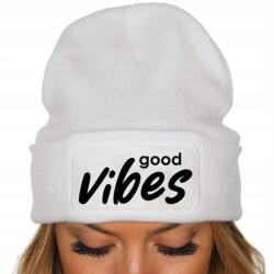 Női Téli Sapka Fehér Őszi Tél Vicces Divatos Nyomtatás Good Vibes (Czapka Zimowa Good Vibes Biała)