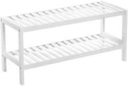 SONGMICS Bambusz tárolópolc, 2 szintes cipőtartó, fehér，70 x 26 x 33 cm (LBS02WT)