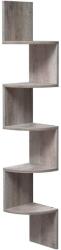 VASAGLE Sarokpolc, 5 szintes függesztett polc, cikk-cakk kivitel, könyvespolc, 20 x 20 x 127, 5 cm (LBC020M01)