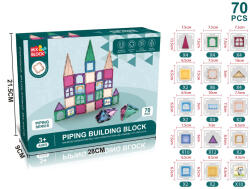 Mamido Set de construcție magnetic Piping building blocks 70 piese Jucarii de constructii magnetice