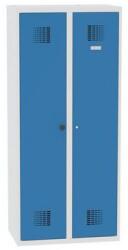 MALOW Hegesztett takarítószekrény Chloe, 2 rekesz, szélesség 800 mm, hengerzár, szürke/kék