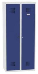 MALOW Hegesztett takarítószekrény Chloe, 2 rekesz, szélesség 800 mm, hengerzár, szürke/sötétkék