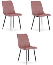 Krzesło LAVA - różowy aksamit / nogi czarne x 3