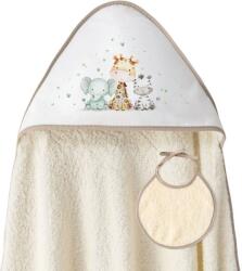 Interbaby Prosop pentru bebeluși cu glugă Interbaby - Zebre, cu bavetă, 100 х 100 cm, bej (01252-05) Bavata