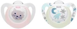 Nuk Suzete luminoase din silicon NUK - Star Night & Day, 0-6 luni, pentru fete, 2 buc (10175286)