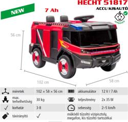 HECHT 51817 Akkumulátoros kisautó gyerekeknek, 12V, 7Ah, 3-8 éves korig, Max: 30kg, távírányítóval (HECHT51817)