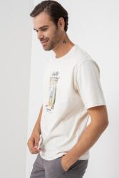 JACK & JONES Jack & Jones, Mintás póló, Halványsárga, Koptatott fekete, M (12277248-ANTIQUE-WHITE-M)