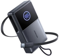 JOYROOM JR-PR1 CCC Power Bank - 10000mAh 22.5W + Visszahúzható USB-C Kábel - Fekete (JR-PR1)