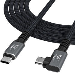 Wozinsky Derékszögű USB-C - USB-C USB4 Kábel - 2m 240W 40Gbps 4K - Fekete (WPS2-UY41S)