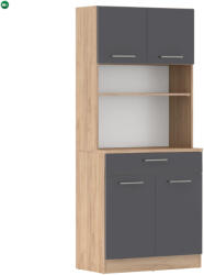  Négyajtós szekrény, artisan tölgy/grafit, DOMIS NEW