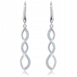 Mennica Bydgoska Hosszú ezüst lógós fülbevaló női ródiumozott fülbevaló ezüst minta 925 (Biżuteria dla dziewczyny żony córki mamy)