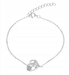 Mennica Bydgoska Ezüst Női Karkötő Szív Rózsa Strasszokkal Ezüst Minta 925 (BRANSOLETKA dla dziewczyny żony córki mamy)