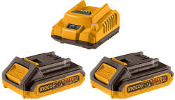 INGCO Akkumulátor és töltő szett 20 V (2 x 2, 0 Ah akku + 2, 0 A töltő) (P-FBCPK2212E) - jooszerszam