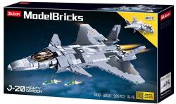 Sluban Model Bricks Army - 2 az 1-ben J-20 Mighty Dragon lopakodó vadászgép építőjáték készlet (M38-B0931)
