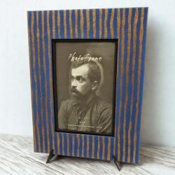  Ökológiai karton keret 10x15 cm - kék-arany csíkok (5908260646158)