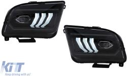 KITT Lightning LED Headlights suitable for Ford Mustang V Pre-Facelift (2005-2009) Black Dynamic Sequential Turning Lights (HLFOMUVLED)