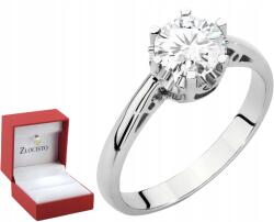 ZŁOCISTO Fehér Arany Gyűrű Nagy Gyémánt Laboratóriumi Gravírozás 585 (na zaręczyny z brylantem z diamentem)