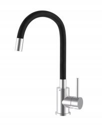 ANW HOME Konyhai csaptelep fekete szatén, rugalmas kifolyócső, állítható magasság (ANW)