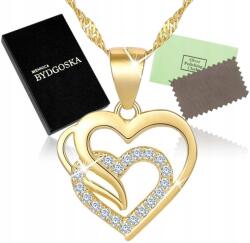 Mennica Bydgoska Ezüst nyaklánc szív női lánc medállal ezüst aranyozott (łańcuszki DLA DZIEWCZYNY ŻONY MAMY)