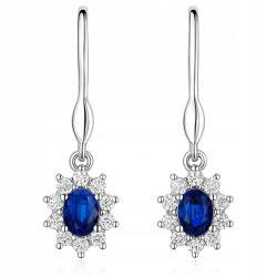 Mennica Bydgoska Gyönyörű ezüst lógós fülbevaló elegáns kék ezüst minta 925 (S622A)
