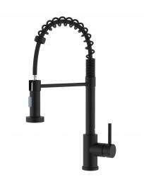 ANW HOME Konyhai csaptelep fekete matt kihúzható kifolyócső szerelőkészlet sárgaréz (Bateria)