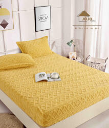 Jojo Home Husa de pat cocolino, model tricot + 2 fete de perna 50x70cm, galbena - D086 (D086)