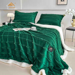 Jojo Home Patura cocolino cu blanita alba 200x230cm, cu fermoar, doua fete de perna 50x70cm, verde- F133 (F133) Patura