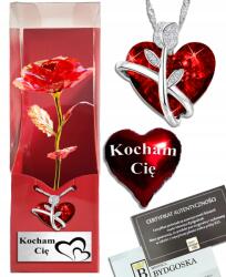 Mennica Bydgoska Ezüst szív és örök rózsa nyaklánc Nőnap Születésnap Ezüst Gravírozás