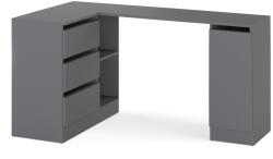 ULWE Sarokíróasztal Fiókokkal, Grafit Színű, 155x85x78cm, Gomb Nélküli, Irodai (B2 A/A BEZUCHWYT)