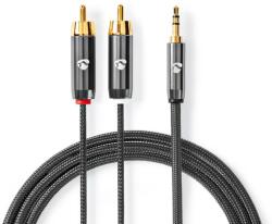 Nedis Cablu audio stereo Nedis 3.5 mm tata - 2x RCA tata, 1m, gri metal (CATB22200GY10)