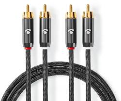 Nedis Cablu audio digital Nedis 2x RCA tata - 2x RCA tata, 5m, gri metal (CATB24200GY50)