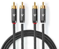 Nedis Cablu audio digital Nedis 2x RCA tata - 2x RCA tata, 2m, gri metal (CATB24200GY20)